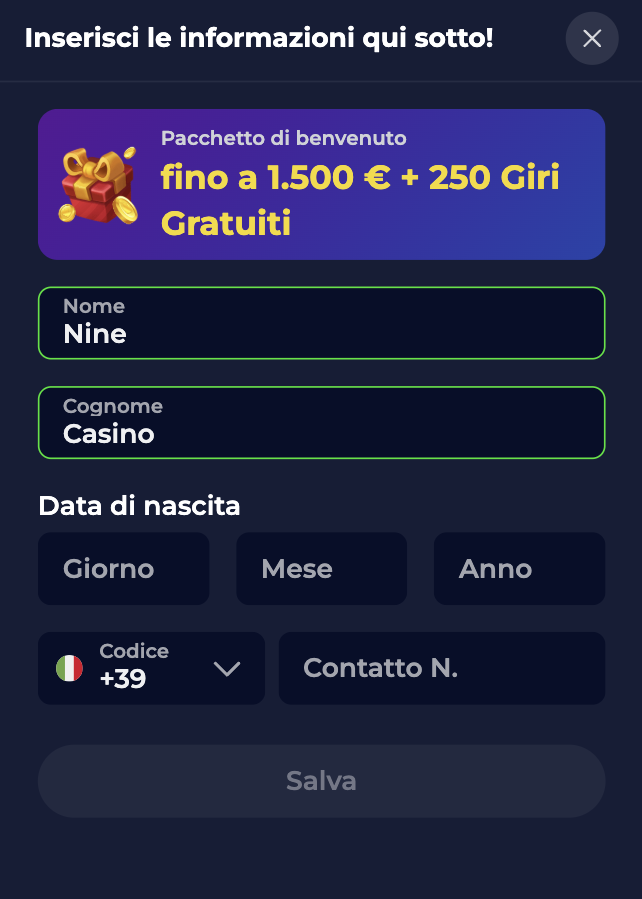 nine casino registrazione